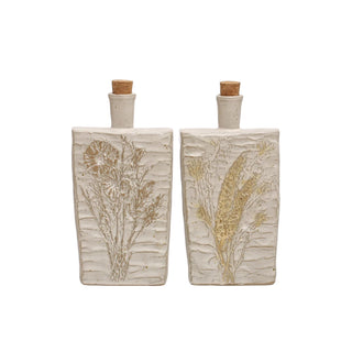 Stoneware Bottle With Cork Stopper (two styles)