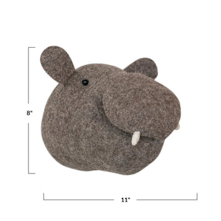 FINAL SALE Felt Hippo Head Wall Hanging