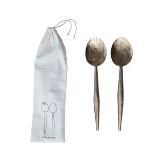 FINAL SALE Forged Metal Salad Server Set