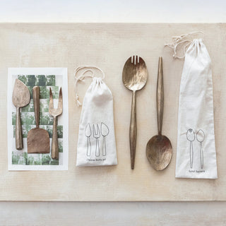FINAL SALE Forged Metal Salad Server Set