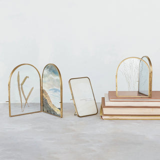 IMPERFECT FINAL SALE Arched Brass Double Picture Frame (two sizes)