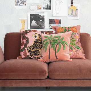 Eyelash Fringe Floral Lumbar Pillow