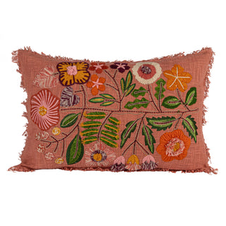 Eyelash Fringe Floral Lumbar Pillow