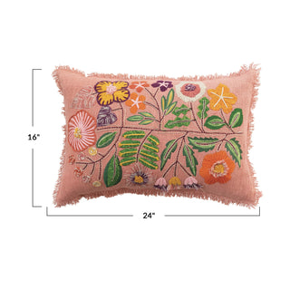 Eyelash Fringe Floral Lumbar Pillow