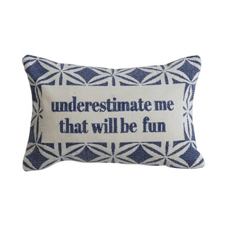 Cotton Velvet Embroidered Lumbar Pillow with Geometric Pattern