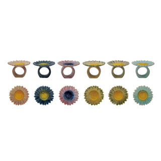 Stoneware Flower Shaped Napkin Ring, Reactive Glaze, 6 Colors (Each One Will Vary)