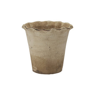 Terra-cotta Planter w/ Ruffled Edge, Distressed Finish, Natural (Holds 5" Pot)