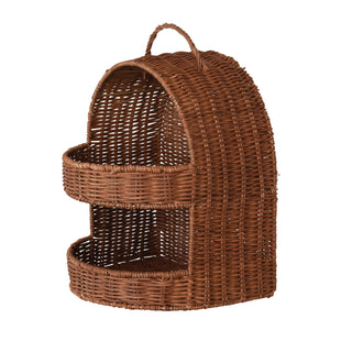 Hand-Woven Rattan 2-Tier Basket with Handle, Natural