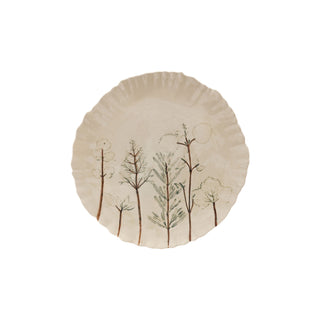 Painted Stoneware Organic Shaped Plate with Botanicals (Each One Will Vary)