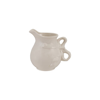 6-1/4"L x 5"W x 6"H 32 oz. Stoneware Pitcher with Bow Shaped Handle, White