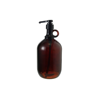 Glass Dispenser with Pump & Handle, Brown & Black