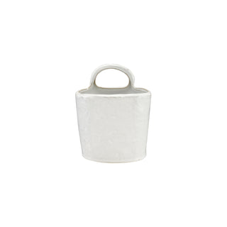 Stoneware Crock with Handle, White (Each One Will Vary)