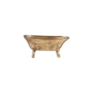 Decorative Pewter Bathtub Shaped Dish, Antique Gold Finish