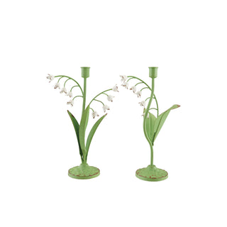 Metal Vintage Reproduction Toleware Lily of the Valley Taper Holder, 2 Styles