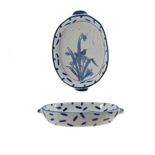 Blue Cottage Garden Stoneware Baker