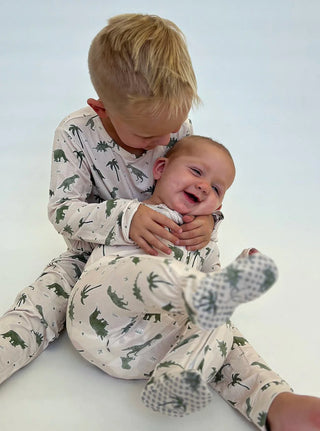 FINAL SALE Dino Snore Bamboo Pajamas - Baby + Toddler