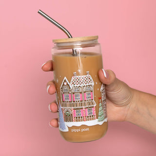 Gingerbread Village Glass Cup