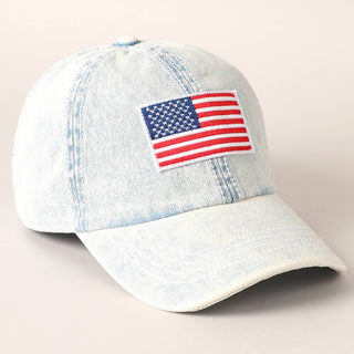 American Flag Patch Denim Hat