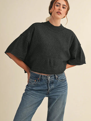 Maddie Short Sleeve Sweater - Black