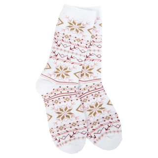 Fair Isle White Crew Socks