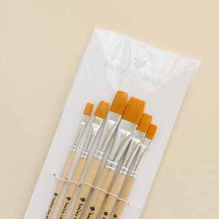 Flat Tip Watercolor Brush Set - 6 Piece