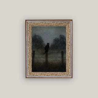 Restocks Soon! | Black Cat In The Night Framed Wall Art