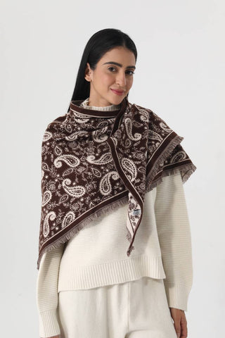 Brown Paisley Triangle Scarf