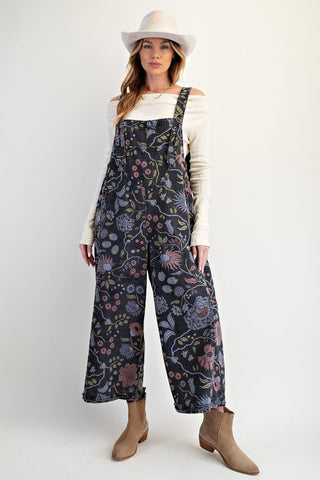Mari Floral Overall - Black
