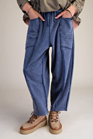 Julip Knit Barrel Pants - Navy