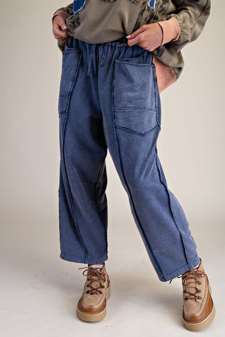 Julip Knit Barrel Pants - Navy