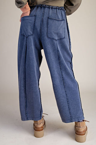 Julip Knit Barrel Pants - Navy