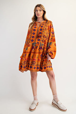 The Wildflower Mini Dress - Orange