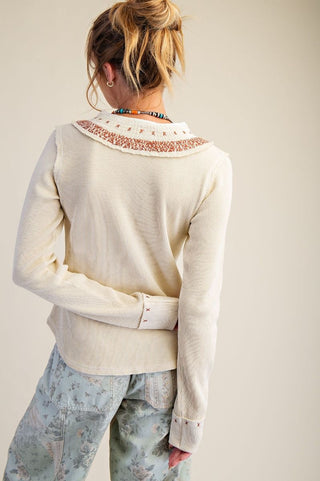 The Holly Stitched Henley Top