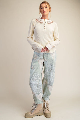 The Holly Stitched Henley Top