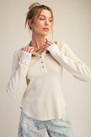 The Holly Stitched Henley Top