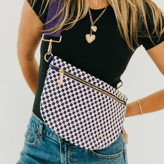 Perry Woven Bum Bag - Checkered Purple