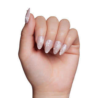 Snowfall Press-On Nails | Short Almond 3D Pearls