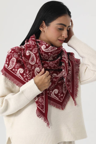 Burgundy Paisley Triangle Scarf