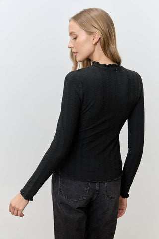 Faye Scalloped Long Sleeve Top