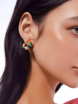 Color Play 18K Gold + Enamel Hoop Earrings