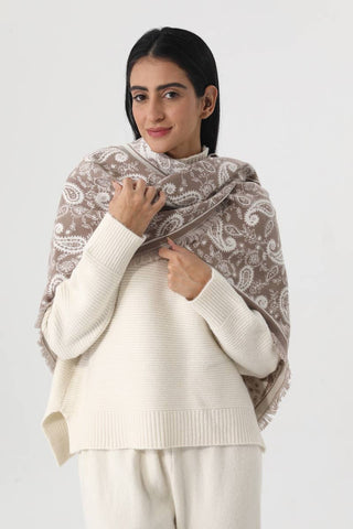 Mocha Paisley Triangle Scarf