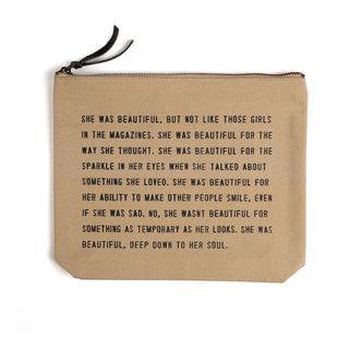 Flax Canvas Zip Bag - She Was Beautiful