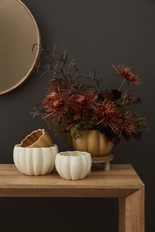 Speckled Cream Pumpkin Pot