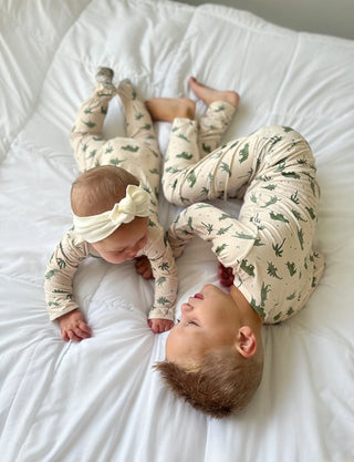FINAL SALE Dino Snore Bamboo Pajamas - Baby + Toddler