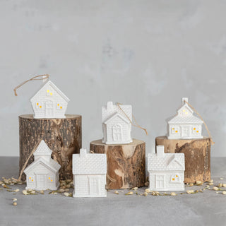 Stoneware LED House Ornaments