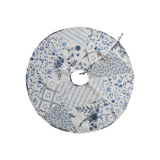 Blue Floral Patchwork Tree Skirt