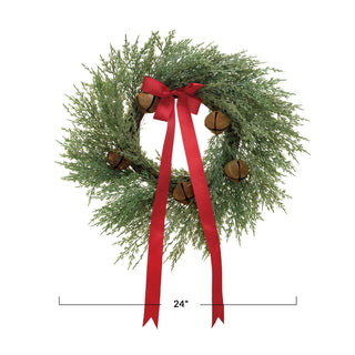 Vintage Christmas Red Ribbon Wreath