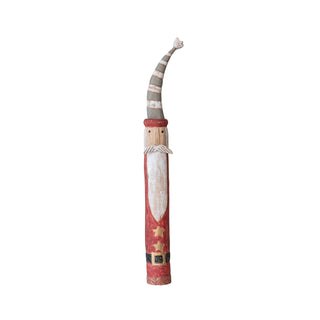 4-1/2"L x 3"W x 29"H Handmade Mango Wood Santa, Distressed Finish