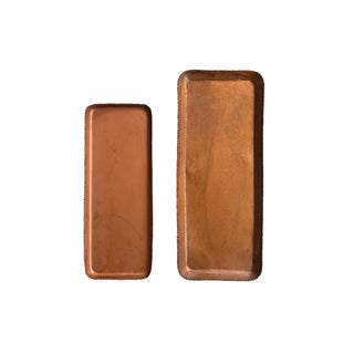 Metal Trays with Beaded Edge, Antique Copper Finish, Set of 2