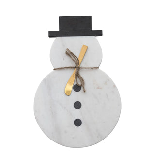 Snowman Marble Board + Knife